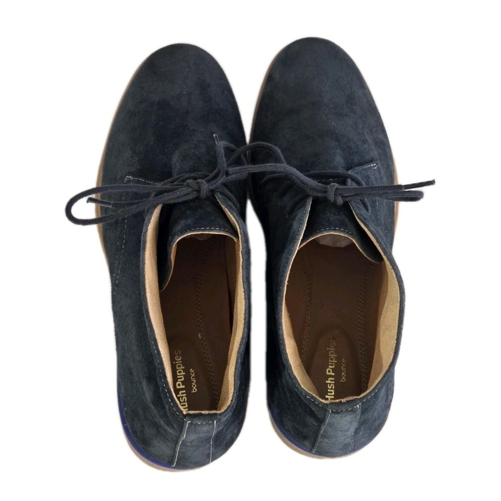 Women's Suede Chukka Boots 9.5 Hush Puppies Navy Blue Bailey Ankle Mod Preppy - Picture 10 of 14